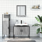 3 Piece Bathroom Cabinet Set Grey Sonoma Engineered Wood