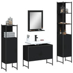 4 Piece Bathroom Cabinet Set Black Engineered Wood