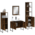 4 Piece Bathroom Cabinet Set Smoked Oak Engineered Wood