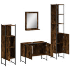 4 Piece Bathroom Cabinet Set Smoked Oak Engineered Wood