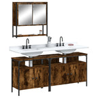 3 Piece Bathroom Furniture Set Smoked Oak Engineered Wood