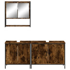 3 Piece Bathroom Furniture Set Smoked Oak Engineered Wood
