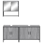 3 Piece Bathroom Furniture Set Grey Sonoma Engineered Wood