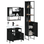 3 Piece Bathroom Furniture Set Black Engineered Wood