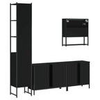 4 Piece Bathroom Furniture Set Black Engineered Wood