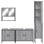 4 Piece Bathroom Furniture Set Grey Sonoma Engineered Wood