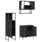 3 Piece Bathroom Furniture Set Black Engineered Wood