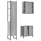 3 Piece Bathroom Cabinet Set Grey Sonoma Engineered Wood