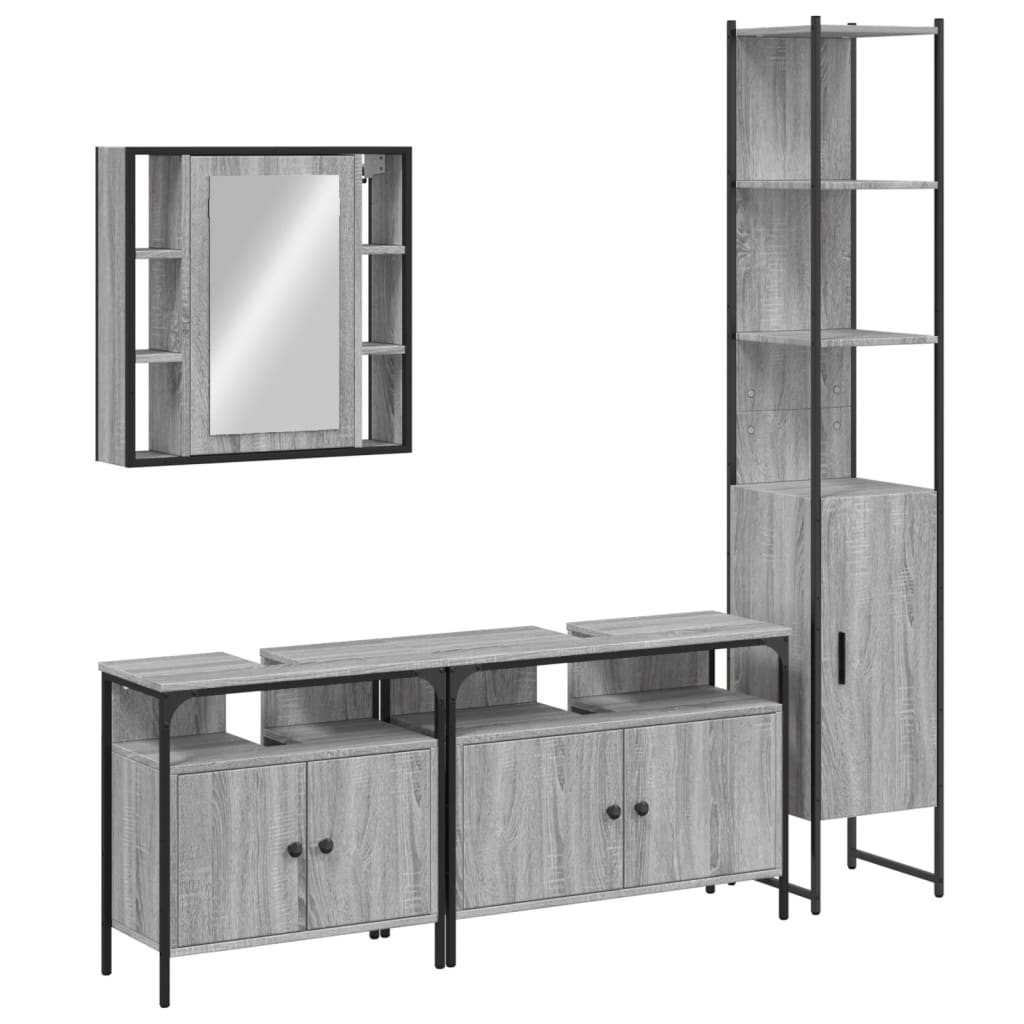 4 Piece Bathroom Cabinet Set Grey Sonoma Engineered Wood