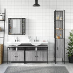 4 Piece Bathroom Cabinet Set Grey Sonoma Engineered Wood