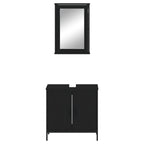 2 Piece Bathroom Furniture Set Black Engineered Wood