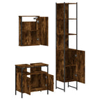 3 Piece Bathroom Furniture Set Smoked Oak Engineered Wood