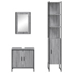 3 Piece Bathroom Furniture Set Grey Sonoma Engineered Wood