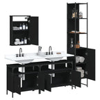 4 Piece Bathroom Furniture Set Black Engineered Wood