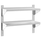 2-Tier Wall Shelf 75x23.5x60 cm Silver Stainless Steel