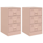 Bedside Cabinets 2 pcs Pink 34.5x39x62 cm Steel