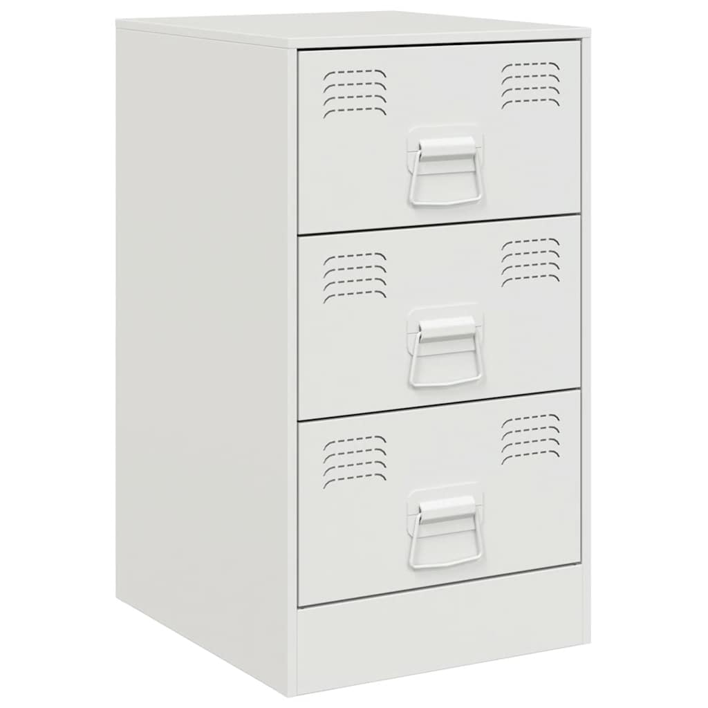 Bedside Cabinet White 34.5x39x62 cm Steel