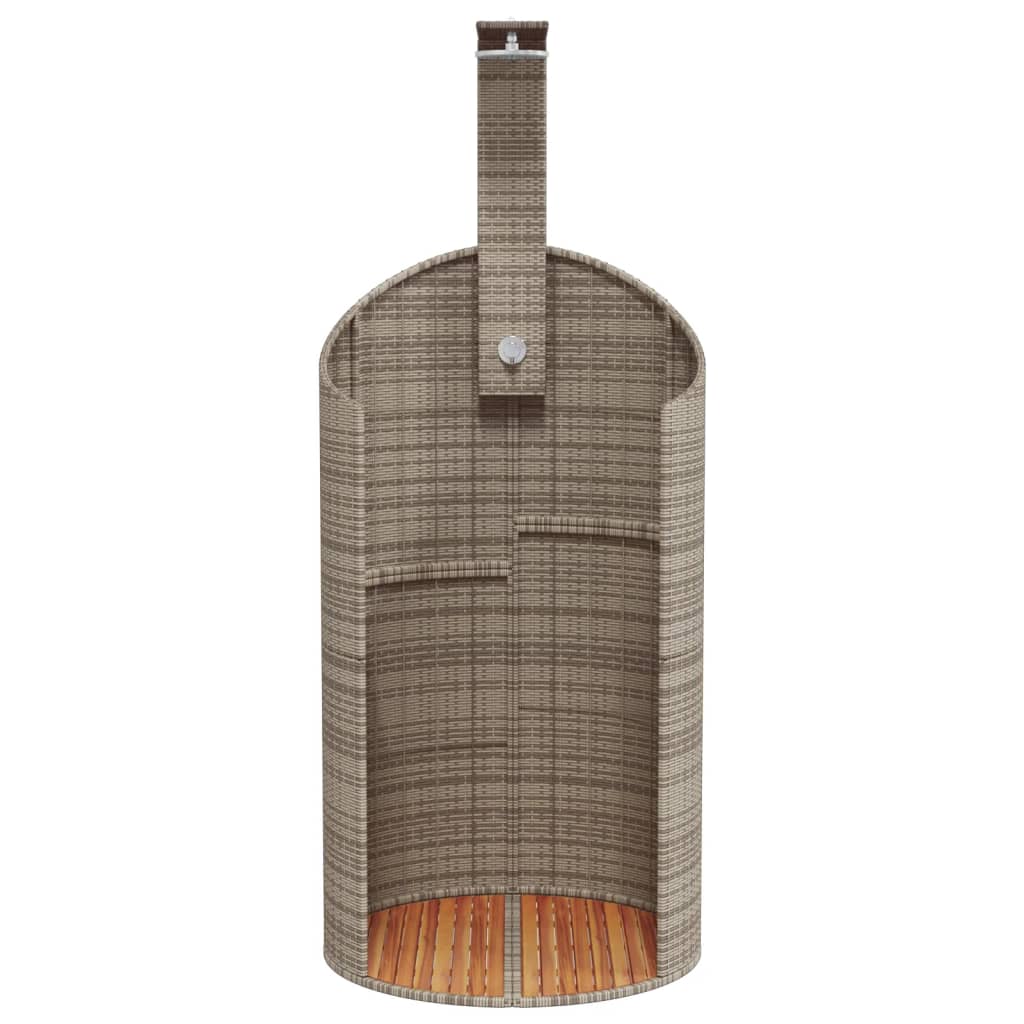 Outdoor Shower Grey 100x100x241.5 cm Poly Rattan and Acacia Wood
