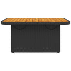 Garden Table Black 90x55x71 cm Poly Rattan and Acacia Wood