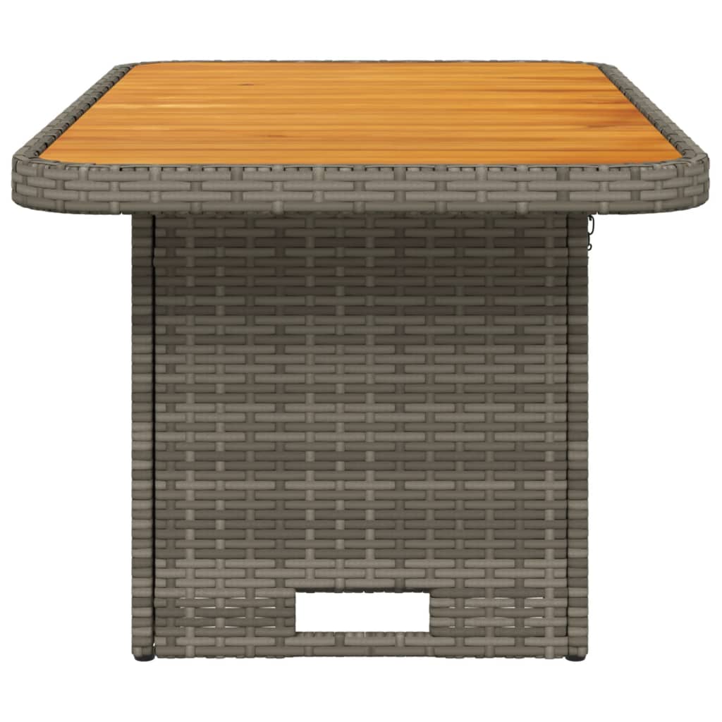 Garden Table Grey 90x55x71 cm Poly Rattan and Acacia Wood