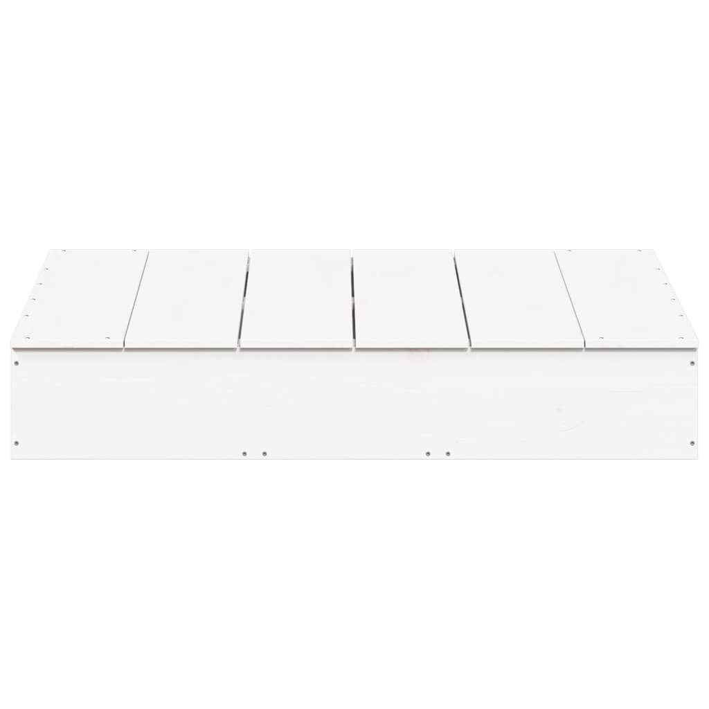 Sandpit with Cover White 111x111x19.5 cm Solid Wood Pine