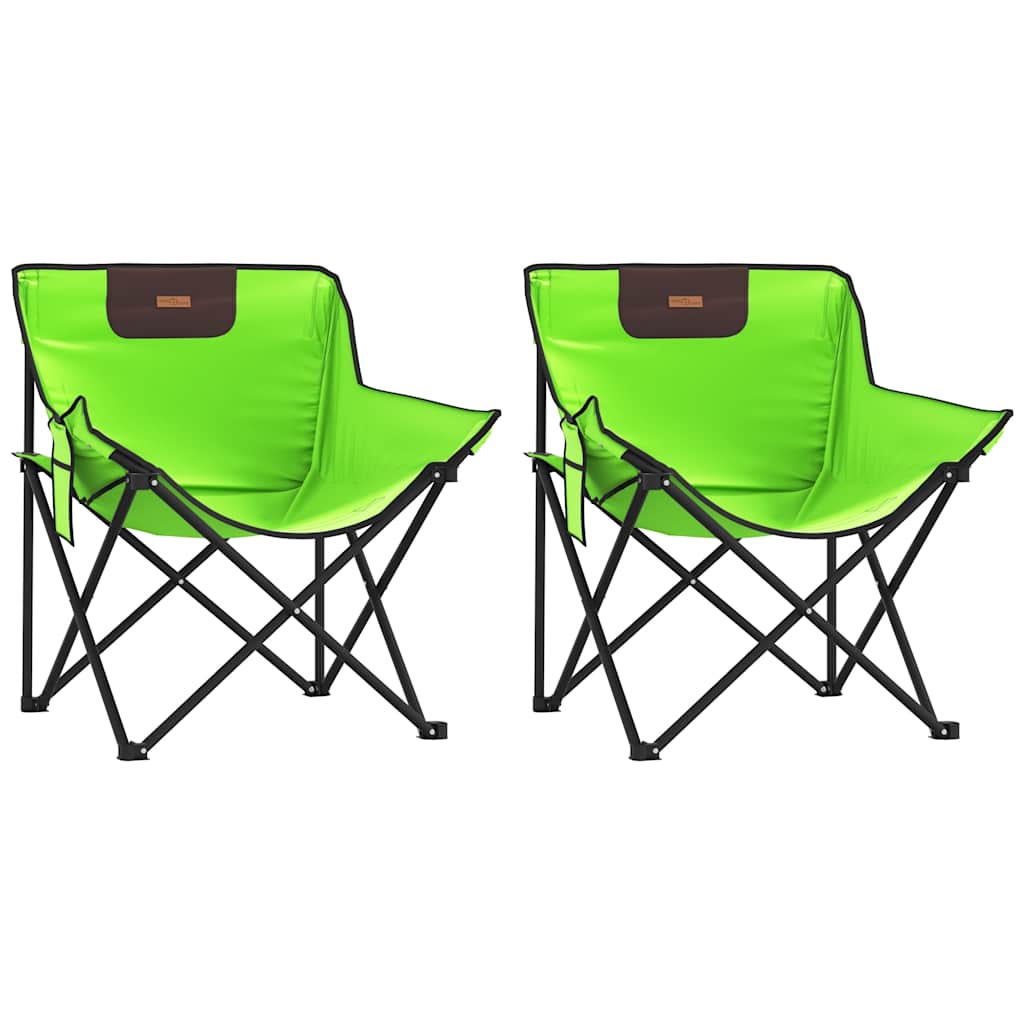 Camping Chairs with Pocket Foldable 2 pcs Green