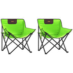 Camping Chairs with Pocket Foldable 2 pcs Green