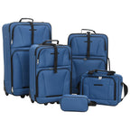 5 Piece Travel Luggage Set Bule Fabric
