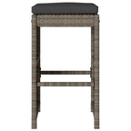 Garden Bar Stools with Cushions 6 pcs Grey Poly Rattan