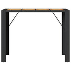 Garden Bar Table with Acacia Wood Top Black 145x80x110 cm Poly Rattan