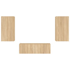 3 Piece TV Wall Cabinets with LED Lights Sonoma Oak