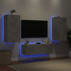 3 Piece TV Wall Cabinets with LED Lights Concrete Grey