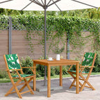 Garden Chairs 2 pcs Leaf Pattern Solid Wood Acacia and Fabric