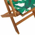 Garden Chairs 2 pcs Leaf Pattern Solid Wood Acacia and Fabric