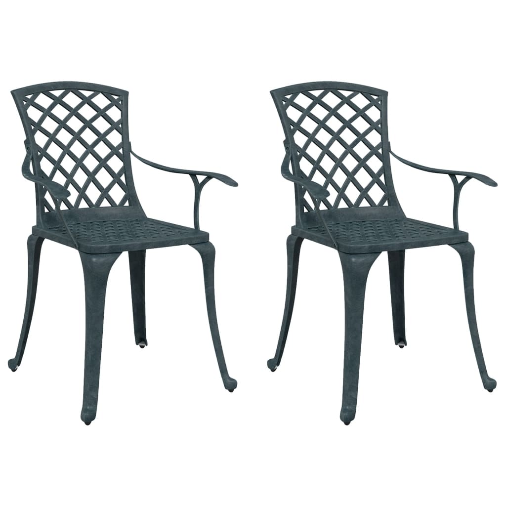 Garden Chairs 2 pcs Green Cast Aluminium