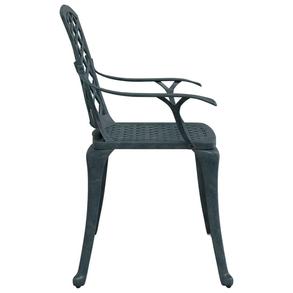Garden Chairs 2 pcs Green Cast Aluminium