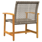 Garden Chairs 2 pcs Grey Poly Rattan and Acacia Wood