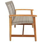 Garden Bench Grey 112 cm Poly Rattan and Acacia Wood