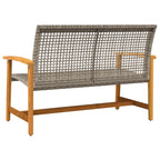 Garden Bench Grey 112 cm Poly Rattan and Acacia Wood