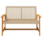 Garden Bench Beige 112 cm Poly Rattan and Acacia Wood