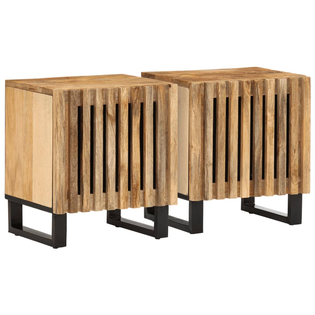 Bedside Cabinets 2 pcs 40x34x46 cm Solid Wood Rough Mango