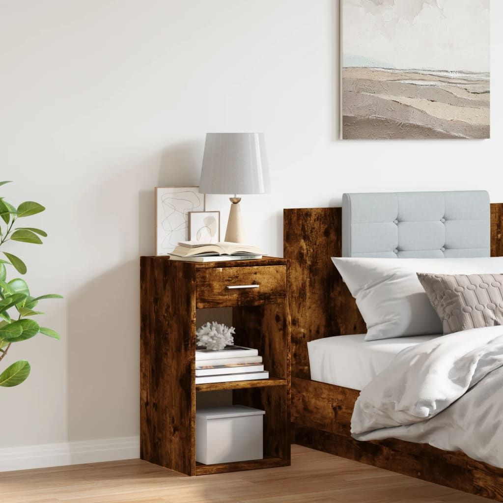 Bedside Cabinet Smoked Oak 35x34x65 cm Engineered Wood