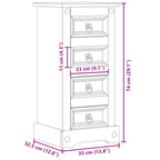 Bedside Cabinet Corona 35x32.5x74 cm Solid Wood Pine