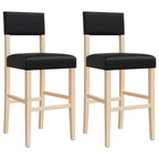 Bar Chairs 2 pcs Solid Wood Rubber and Faux Leather