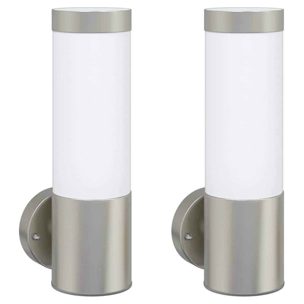 Outdoor Wall Light 2 pcs Silver 12 x 8.5 x 27 cm