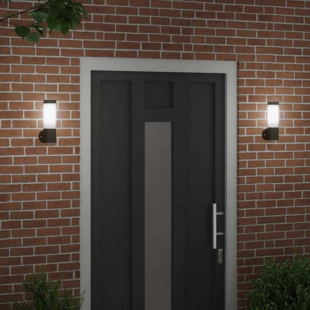 Outdoor Wall Lights 2 pcs Black 12 x 7.5 x 27 cm