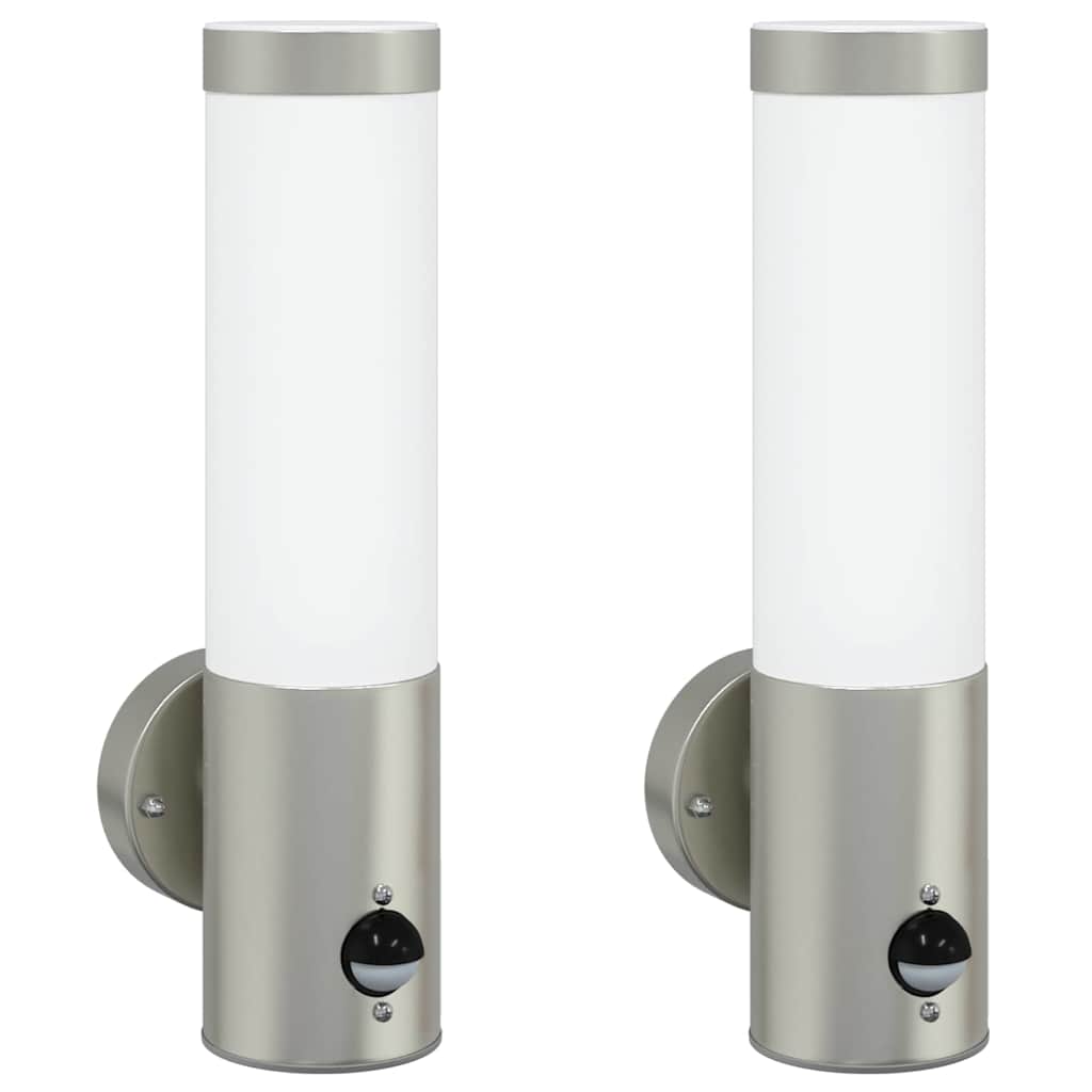 Outdoor Wall Lights 2 pcs Silver 12 x 7.5 x 29 cm