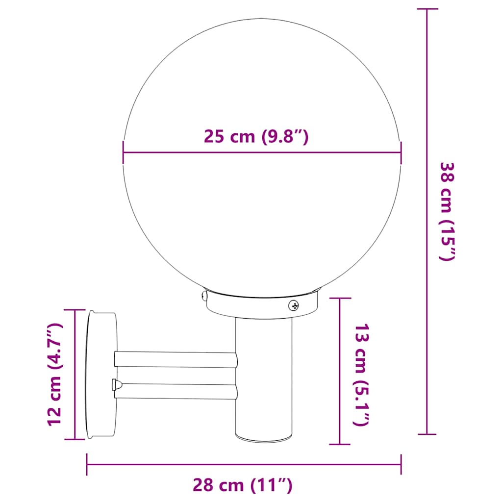 Outdoor Wall Light Silver 28 x 25 x 38 cm