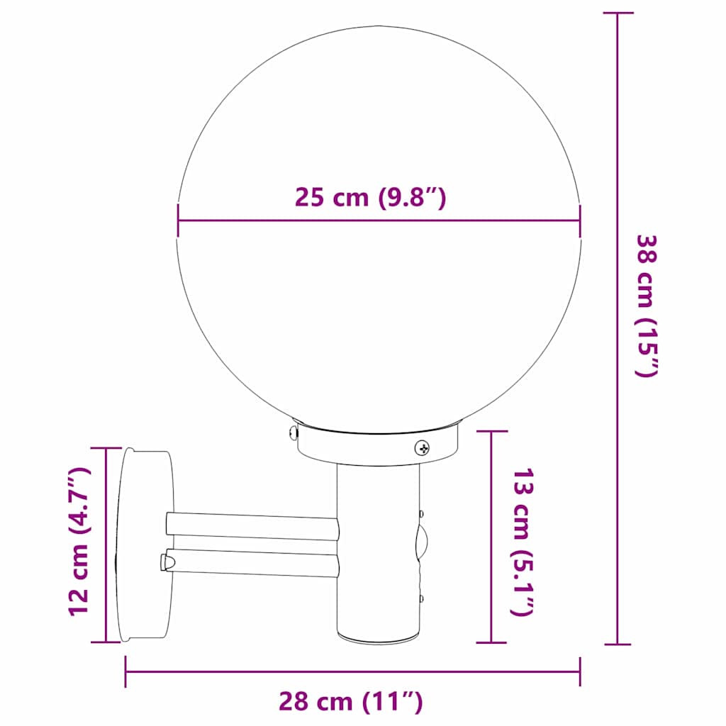 Outdoor Wall Light Black 28 x 25 x 38 cm