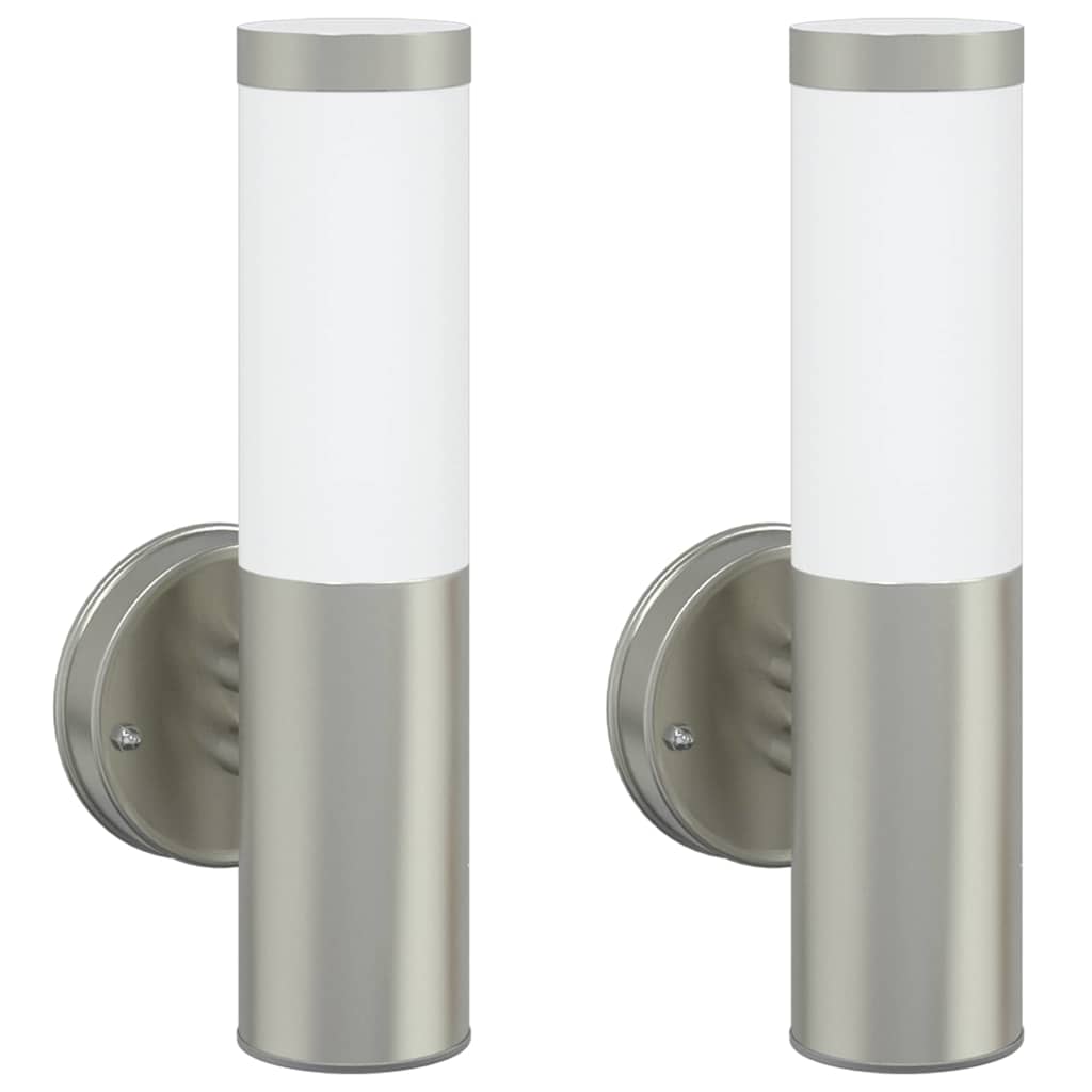 Outdoor Wall Light 2 pcs Silver 15 x 7.5 x 33 cm